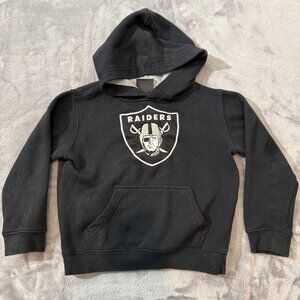 NFL Team Apparel Black Pullover Raiders Football Hoodie Embroidered Logo Sz 5/6